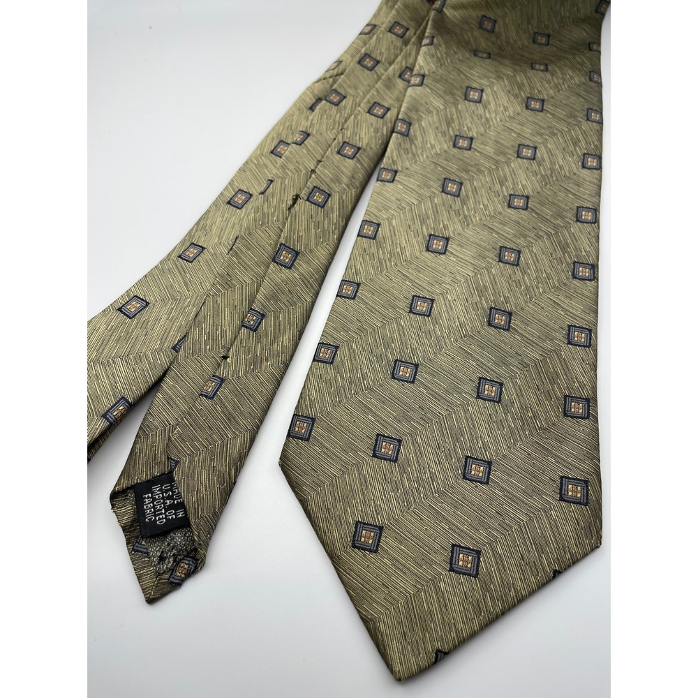 Joseph & Feiss International Silk Mens Tie Geometric Pattern Gold Blue